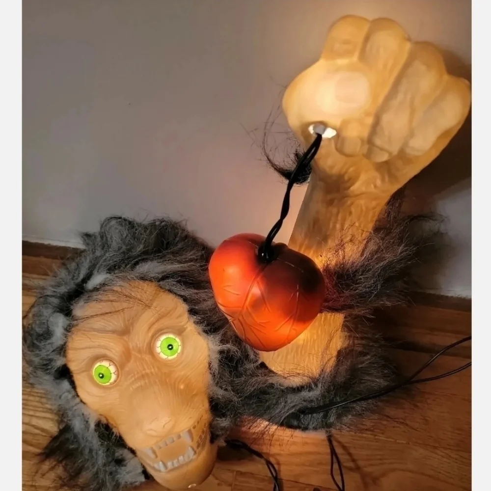 Vintage All Hallow's Eve Lighted Werewolf Blow Mold Arm Beating Heart Halloween